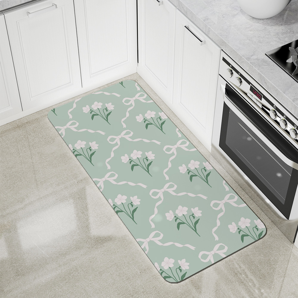 Kitchen Floor Mats – Cottage Garden Bow & Floral Pattern