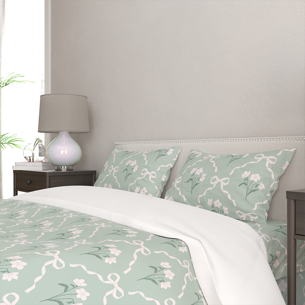 Bedding Set – Cottage Garden Bow & Floral Pattern