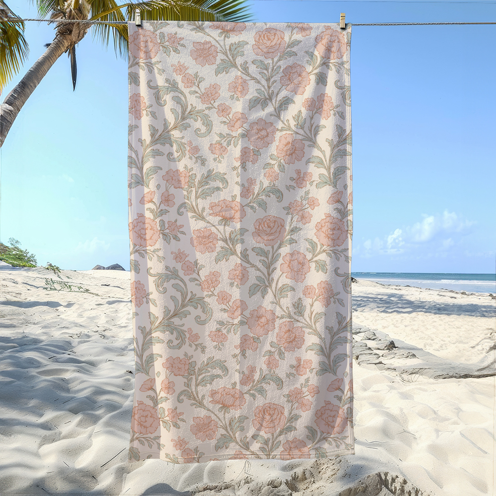 Beach Towel – French Vintage Toile de Jouy Pattern