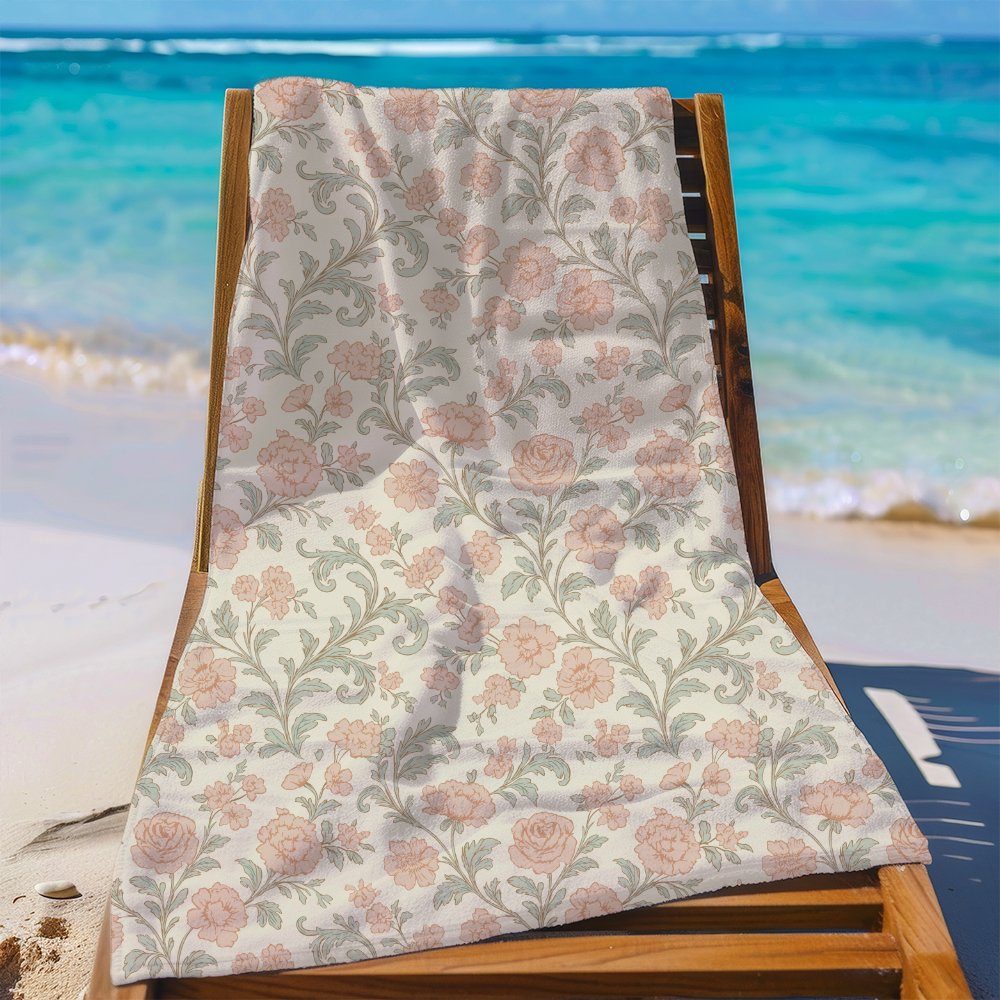 Beach Towel – French Vintage Toile de Jouy Pattern