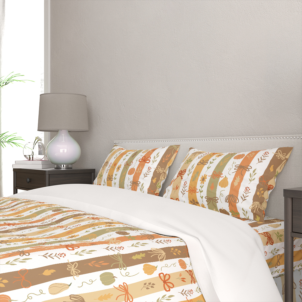 Bedding Set – Cute Fall Pumpkin & Coquette Bow Print