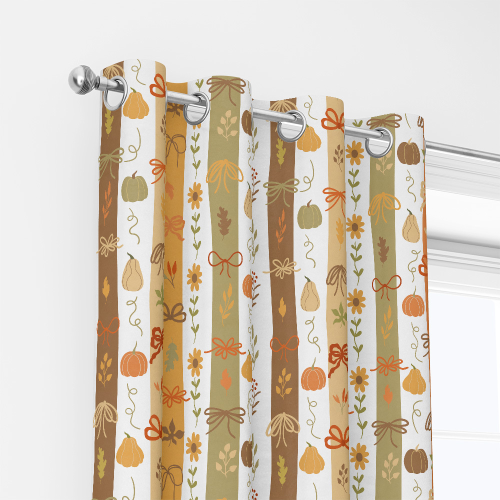 Curtain – Cute Fall Pumpkin & Coquette Bow Print