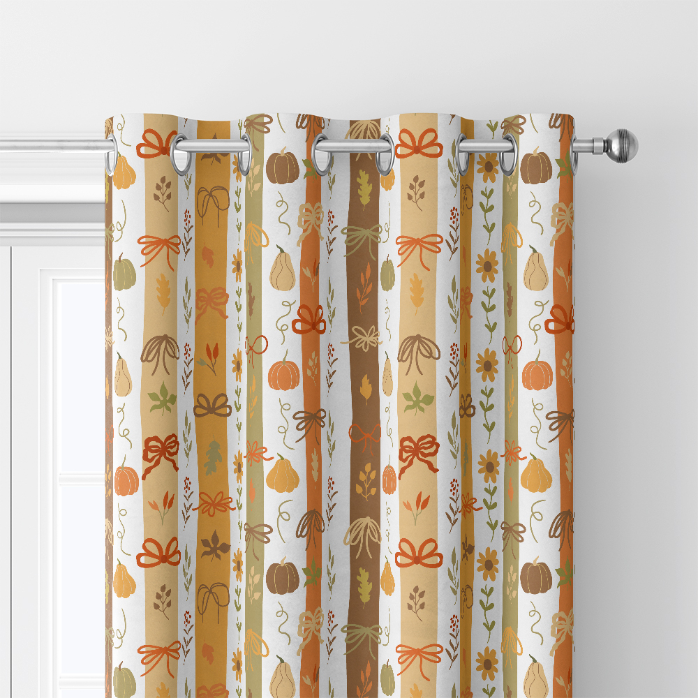 Curtain – Cute Fall Pumpkin & Coquette Bow Print