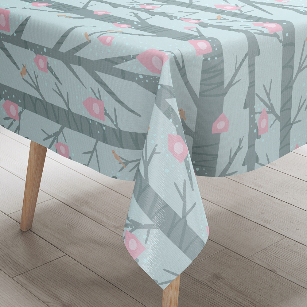 Tablecloth – Creeping Botanical Pink Birdhouse Garden