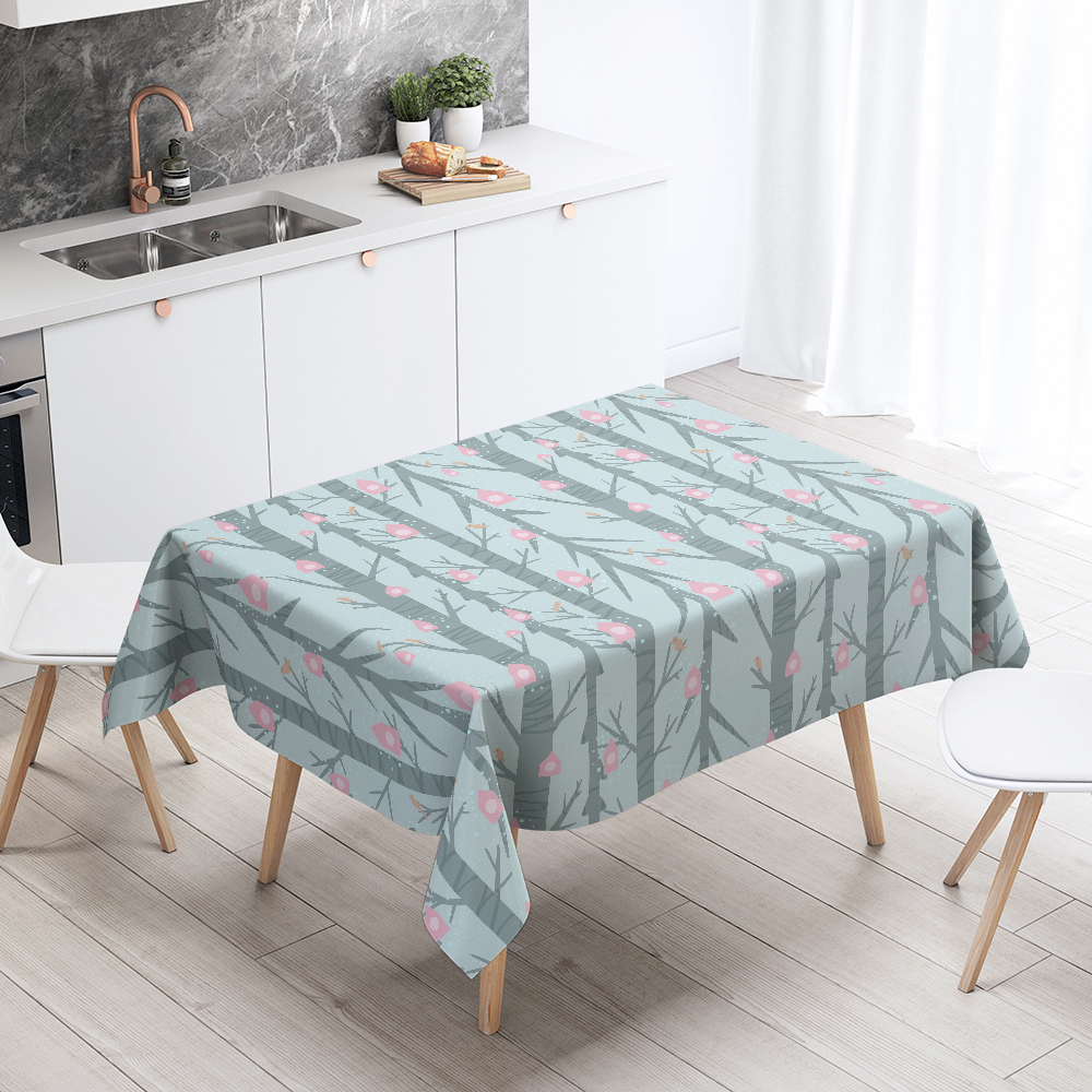 Tablecloth – Creeping Botanical Pink Birdhouse Garden