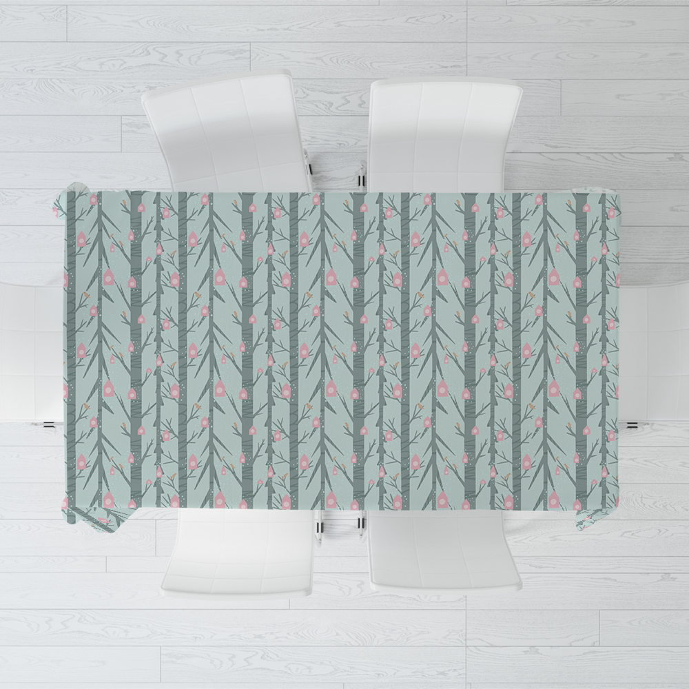 Tablecloth – Creeping Botanical Pink Birdhouse Garden