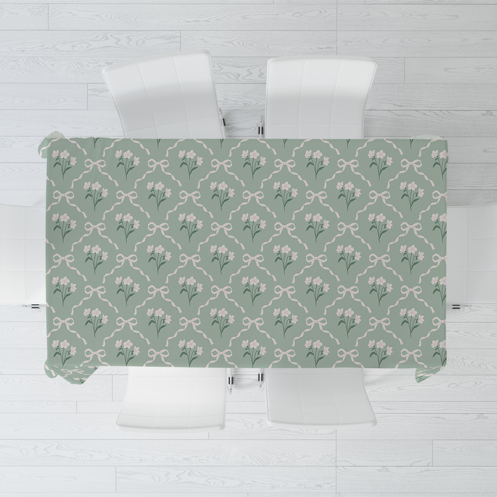 Tablecloth – Cottage Garden Bow & Floral Pattern