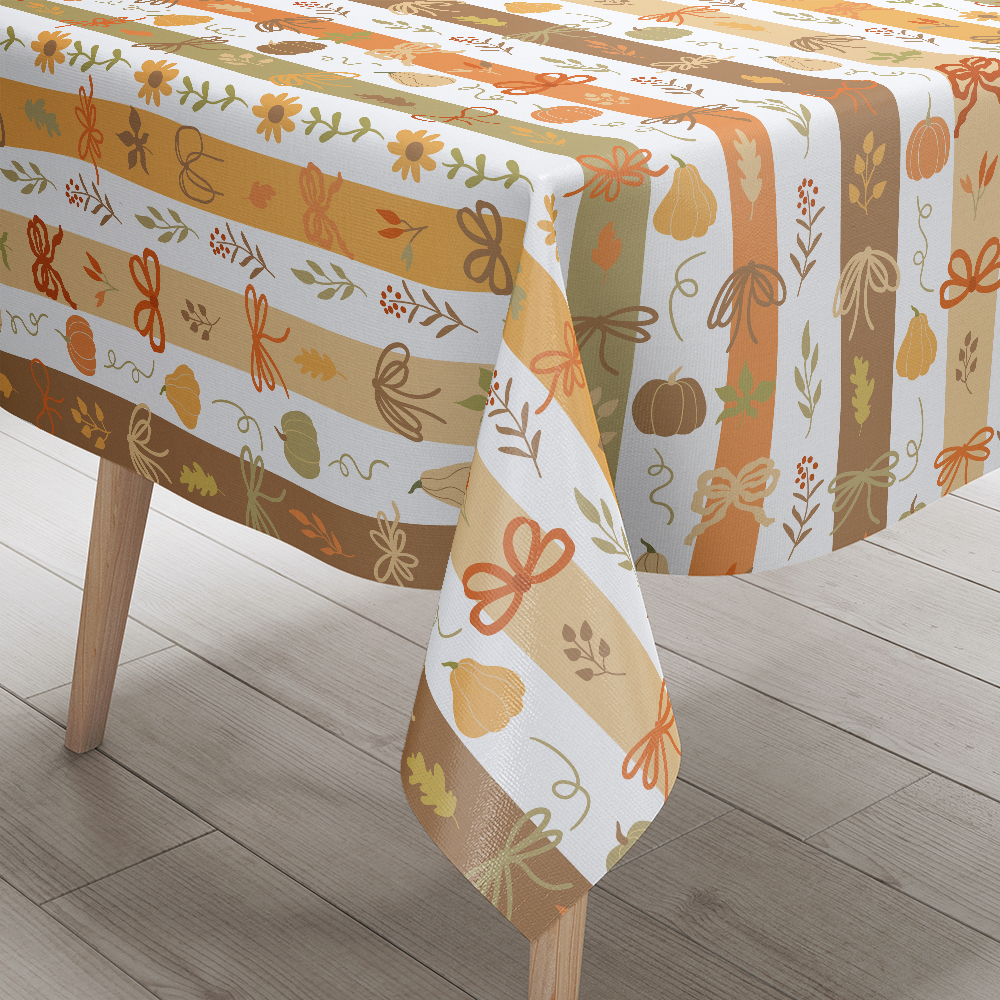 Tablecloth – Cute Fall Pumpkin & Coquette Bow Print