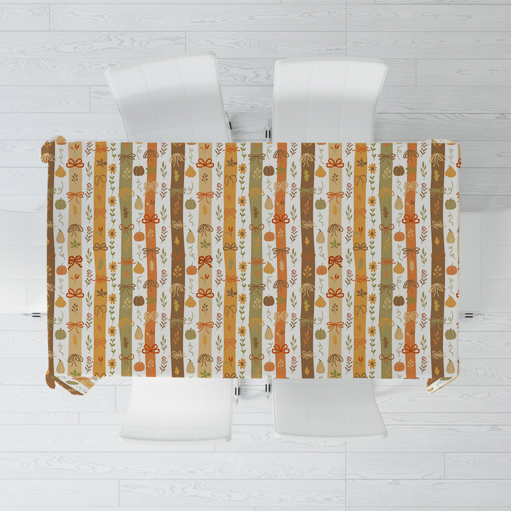 Tablecloth – Cute Fall Pumpkin & Coquette Bow Print