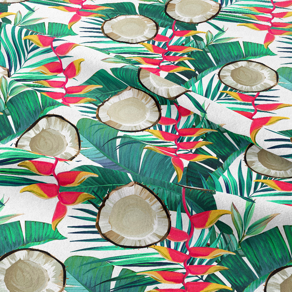 Hawaiian Tropical Flower Fabric | Paradise Botanical Print