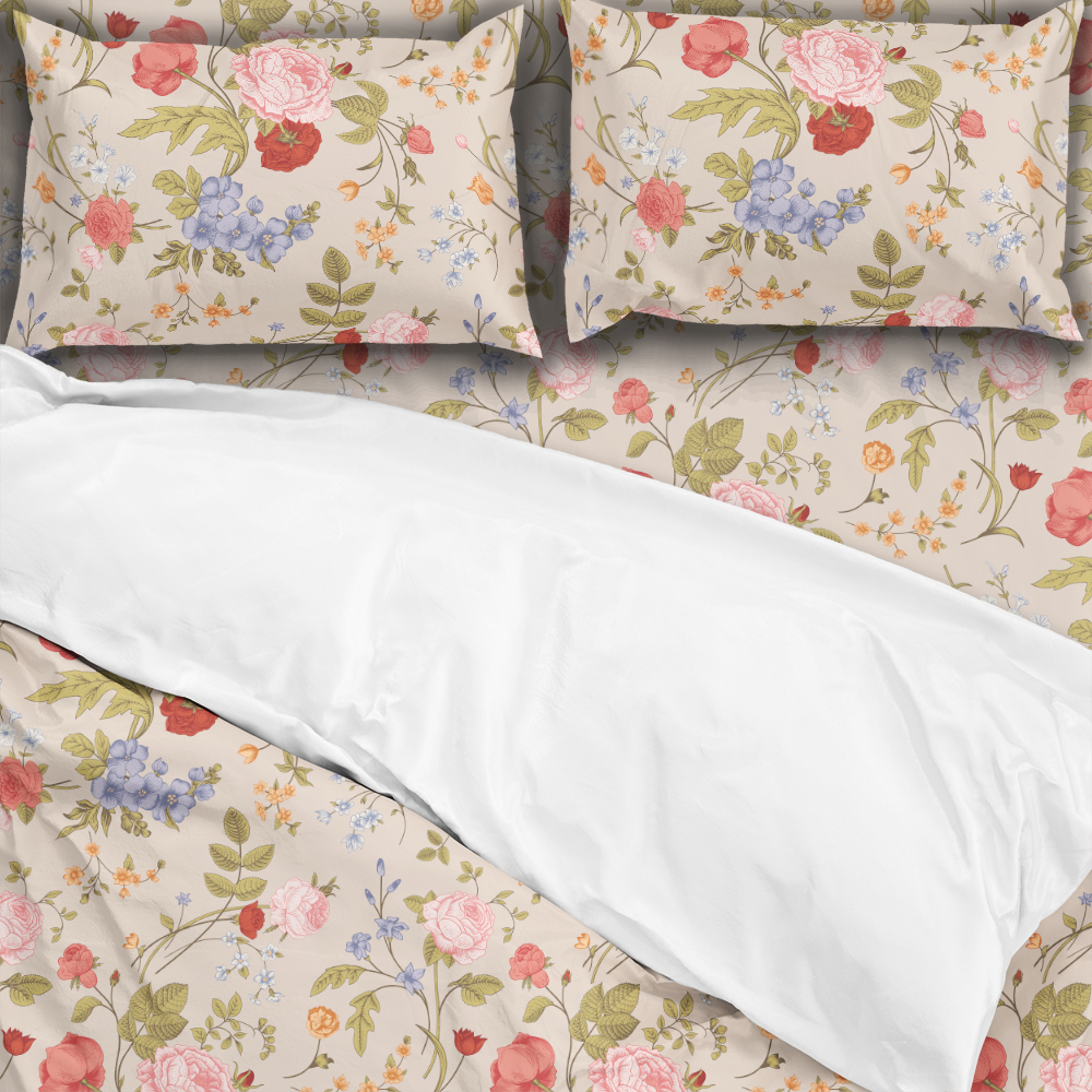 Bedding Set – Vintage Rose Tulip Garden Flowers