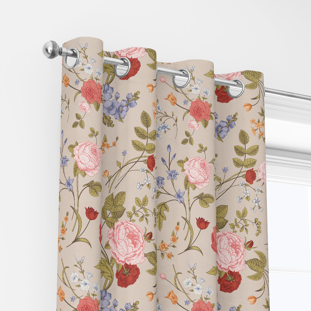 Curtain – Vintage Rose Tulip Garden Flowers