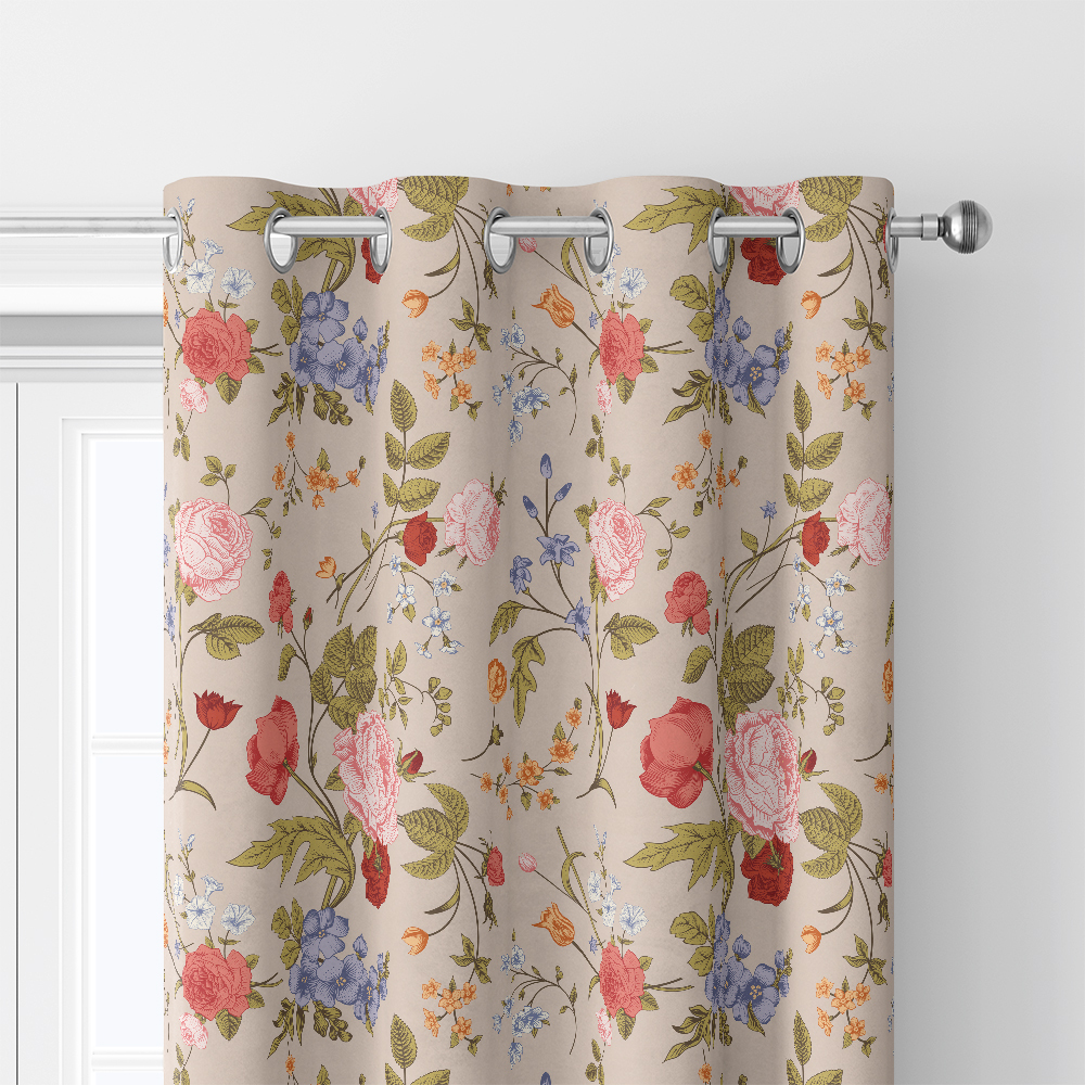 Curtain – Vintage Rose Tulip Garden Flowers