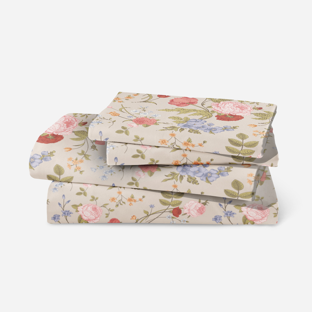 Bedding Set – Vintage Rose Tulip Garden Flowers