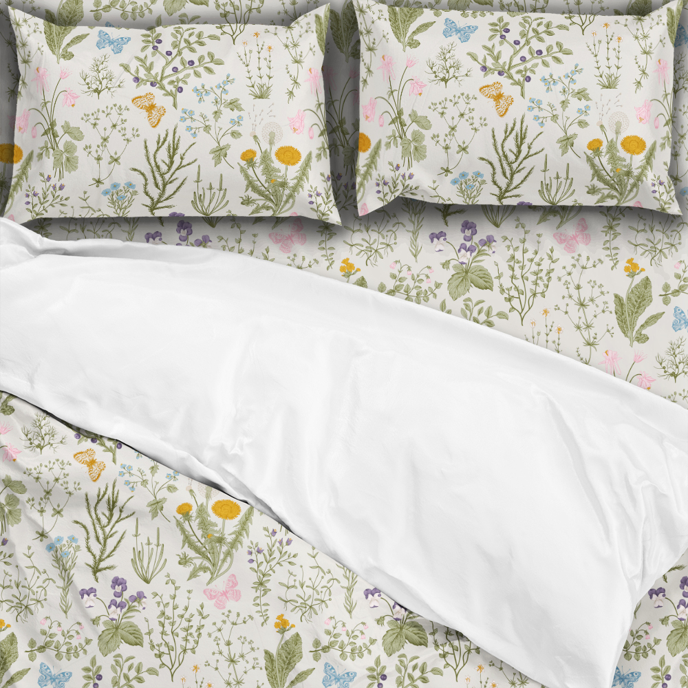 Bedding Set – Herbal Wildflower Butterfly Garden Botanical
