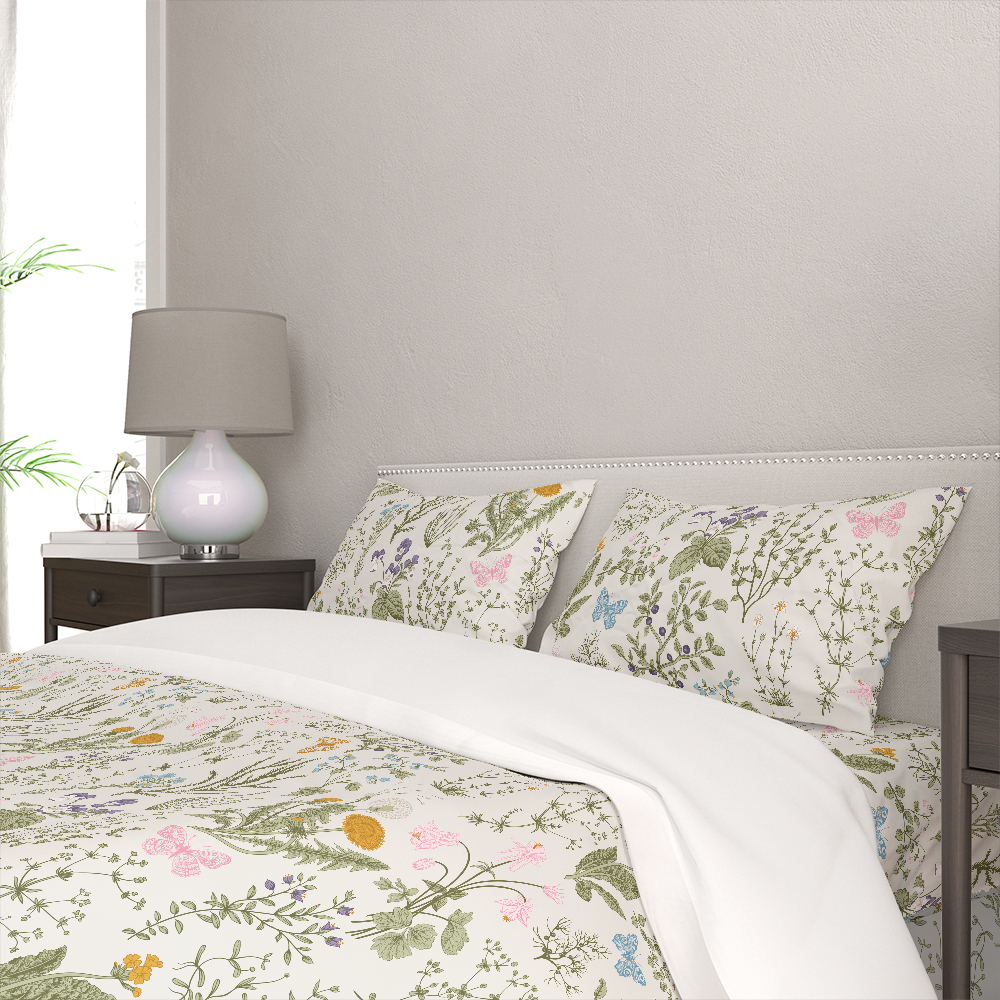 Bedding Set – Herbal Wildflower Butterfly Garden Botanical