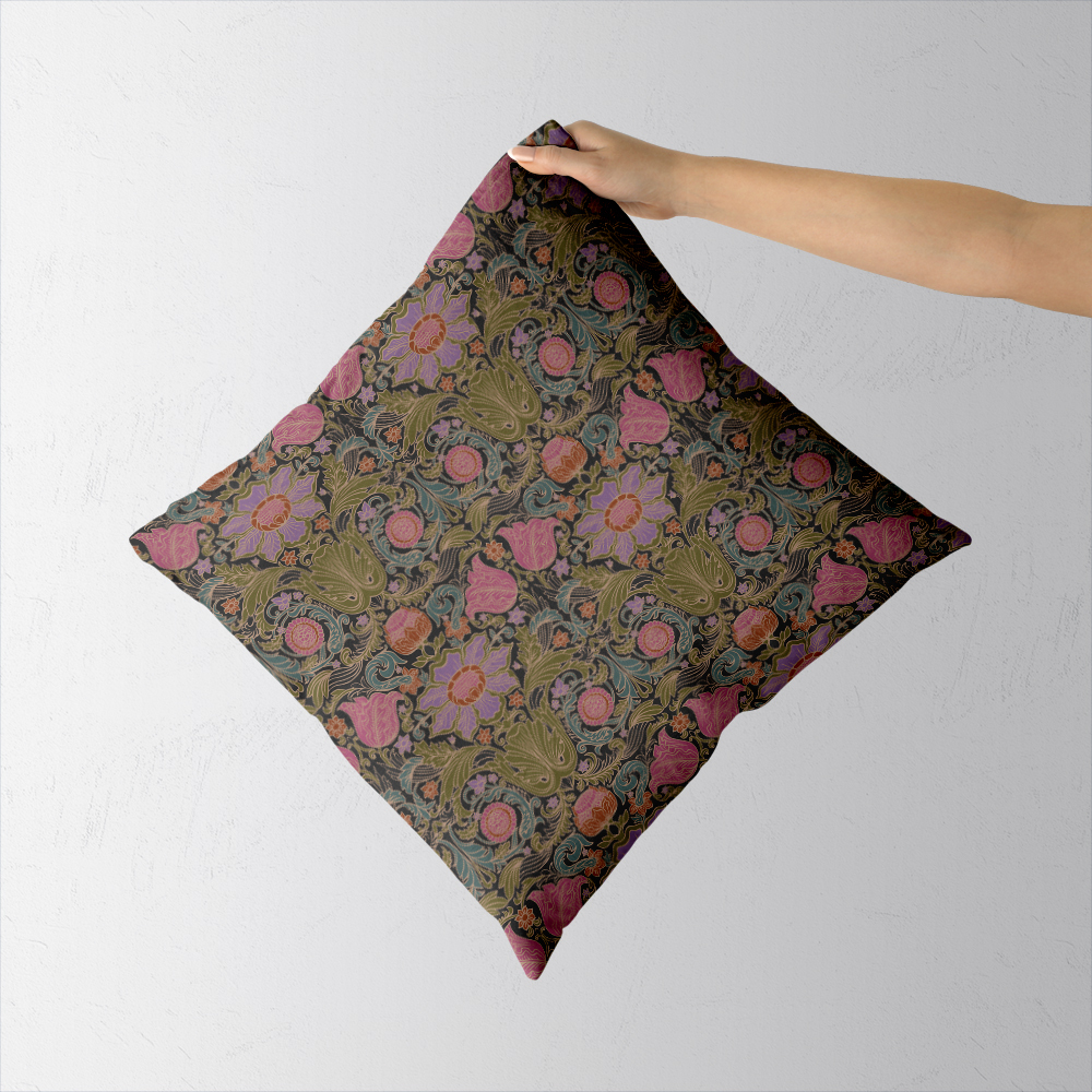 Throw Pillow – Vintage Baroque Floral Black Ground Print