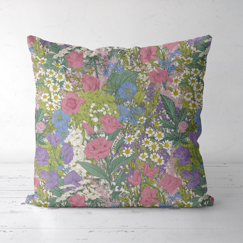 Throw Pillow – Summer Wildflower Rustic Meadow Floral