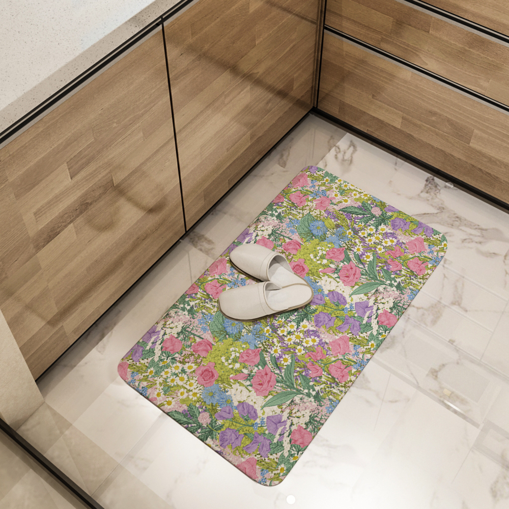 Kitchen Floor Mats – Summer Wildflower Rustic Meadow Floral