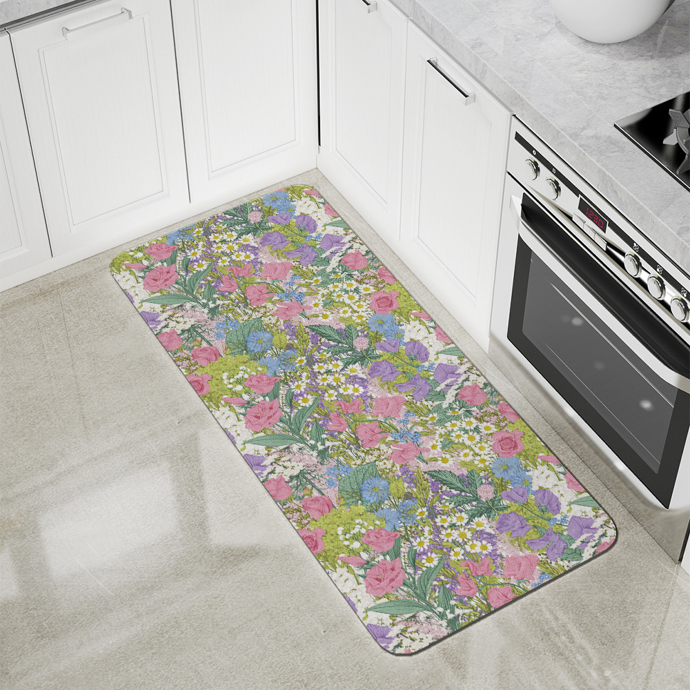 Kitchen Floor Mats – Summer Wildflower Rustic Meadow Floral