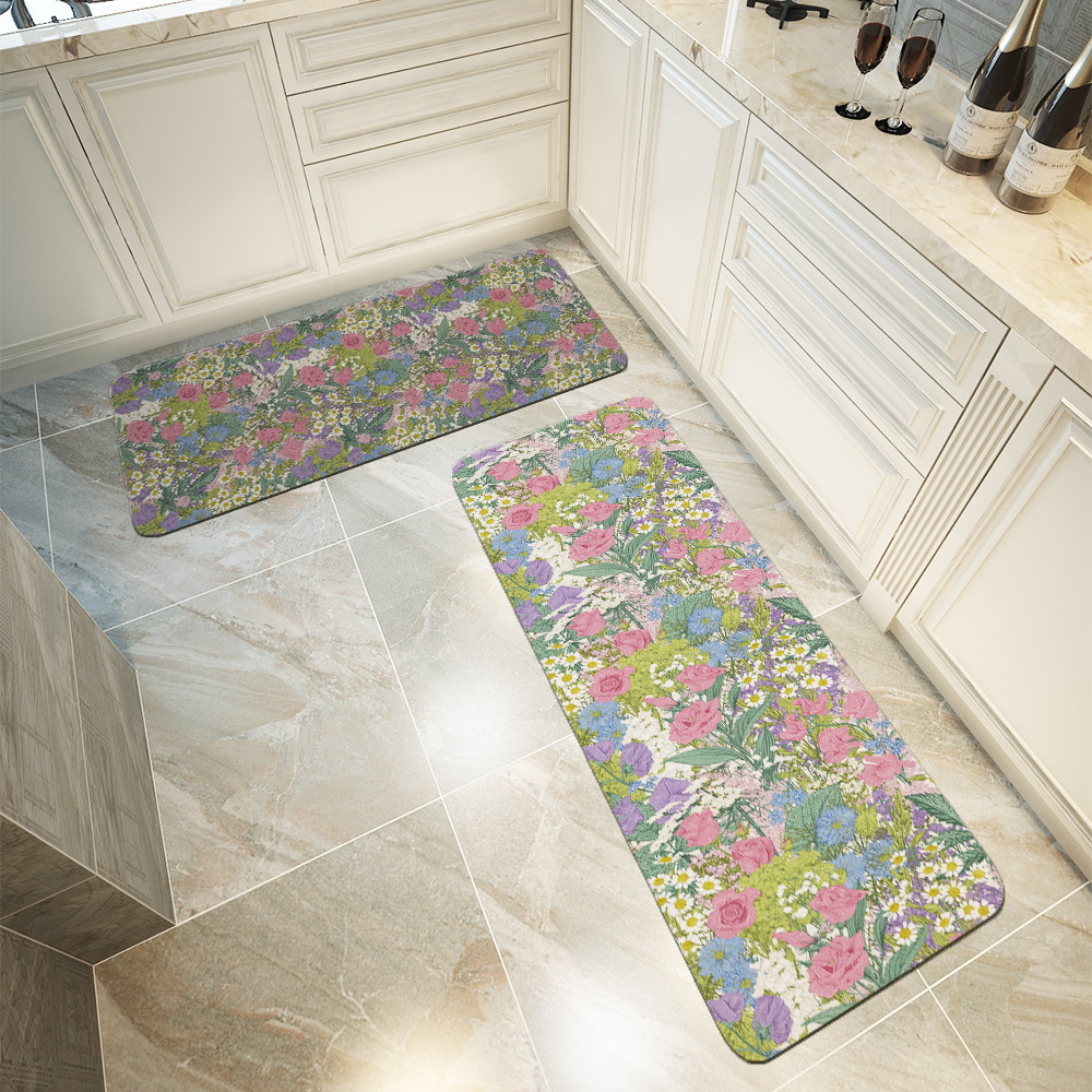 Kitchen Floor Mats – Summer Wildflower Rustic Meadow Floral