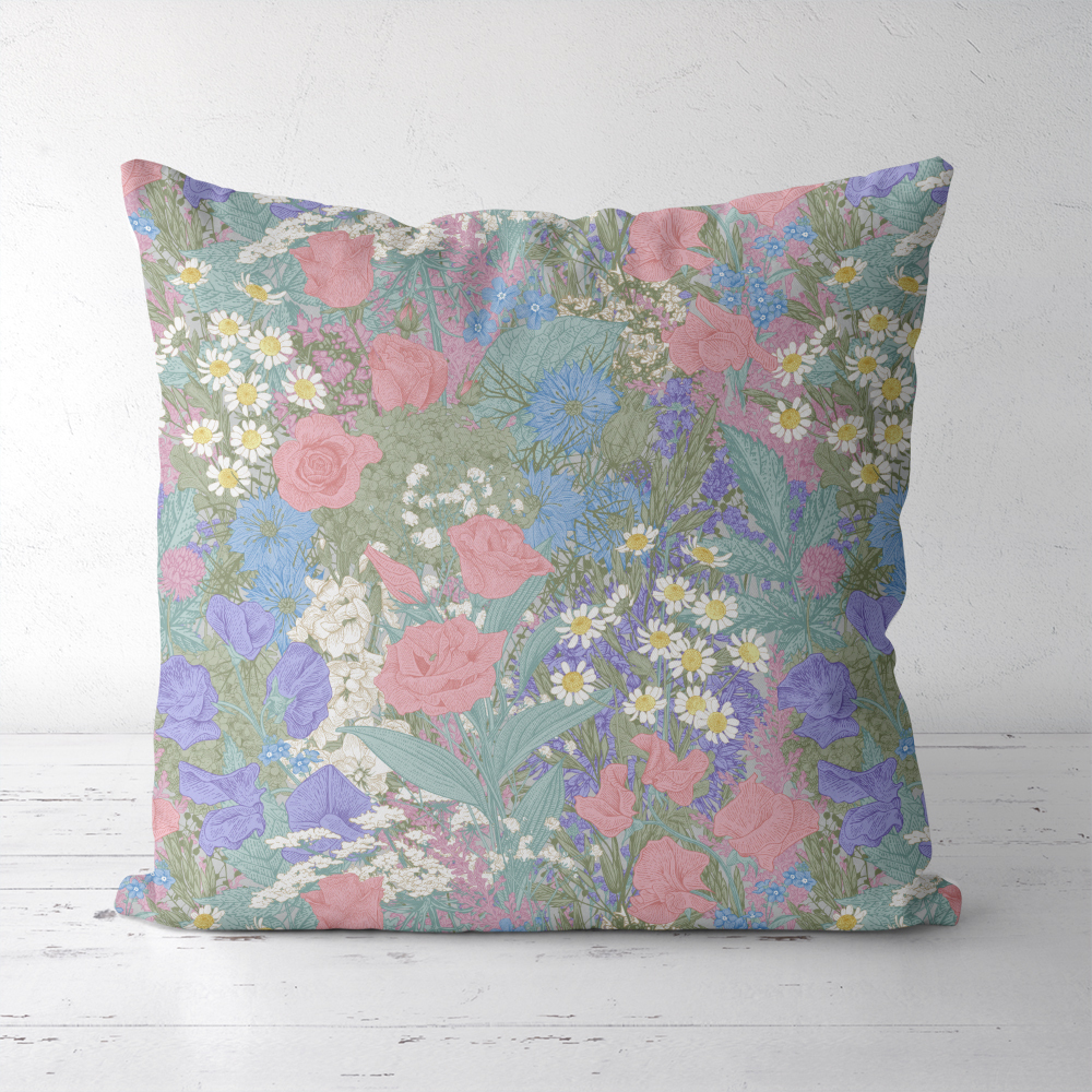 Throw Pillow – Summer Wildflower Rustic Meadow Floral