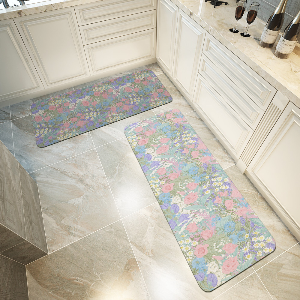 Kitchen Floor Mats – Summer Wildflower Rustic Meadow Floral