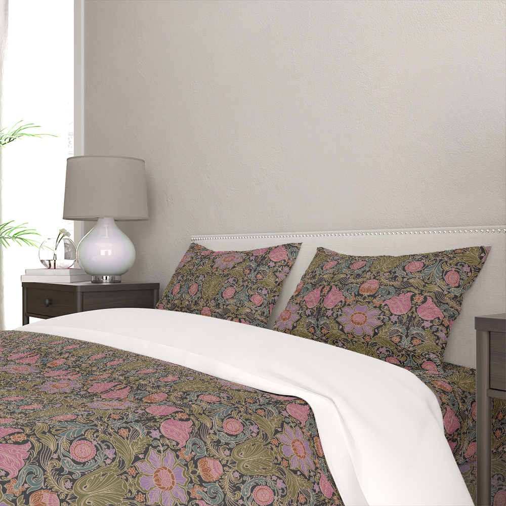 Bedding Set – Vintage Baroque Floral Black Ground Print