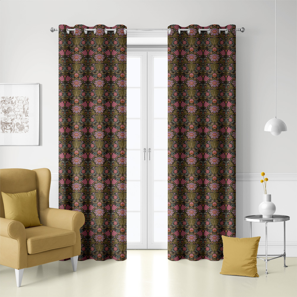 Curtain – Vintage Baroque Floral Black Ground Print