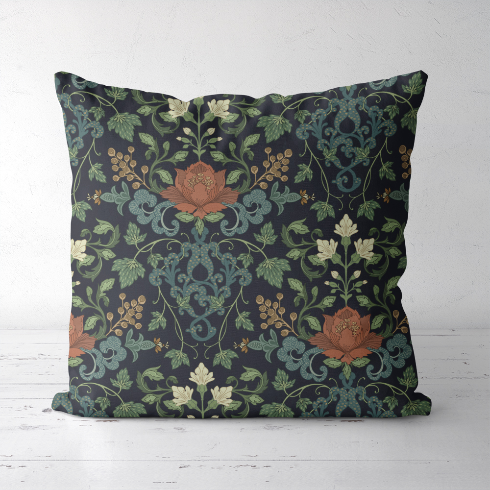 Throw Pillow – William Morris Inspired Vintage Botanical Floral Plant