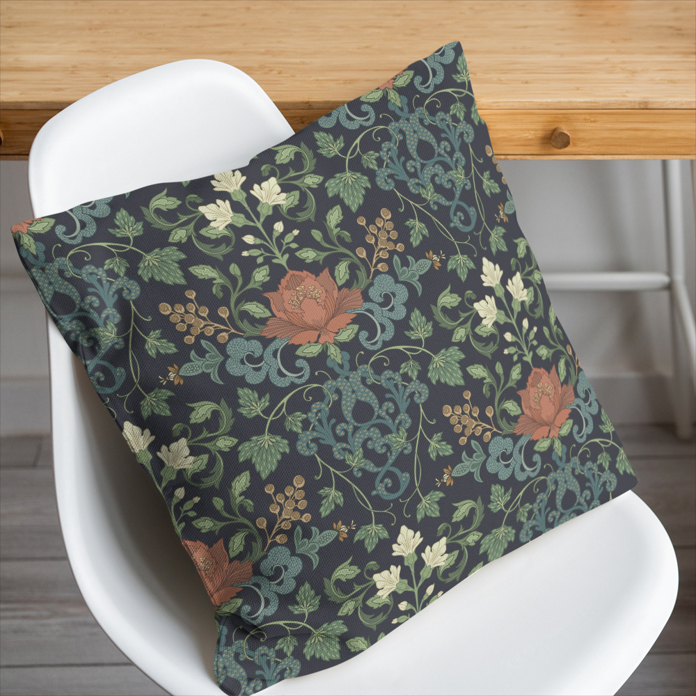 Throw Pillow – William Morris Inspired Vintage Botanical Floral Plant