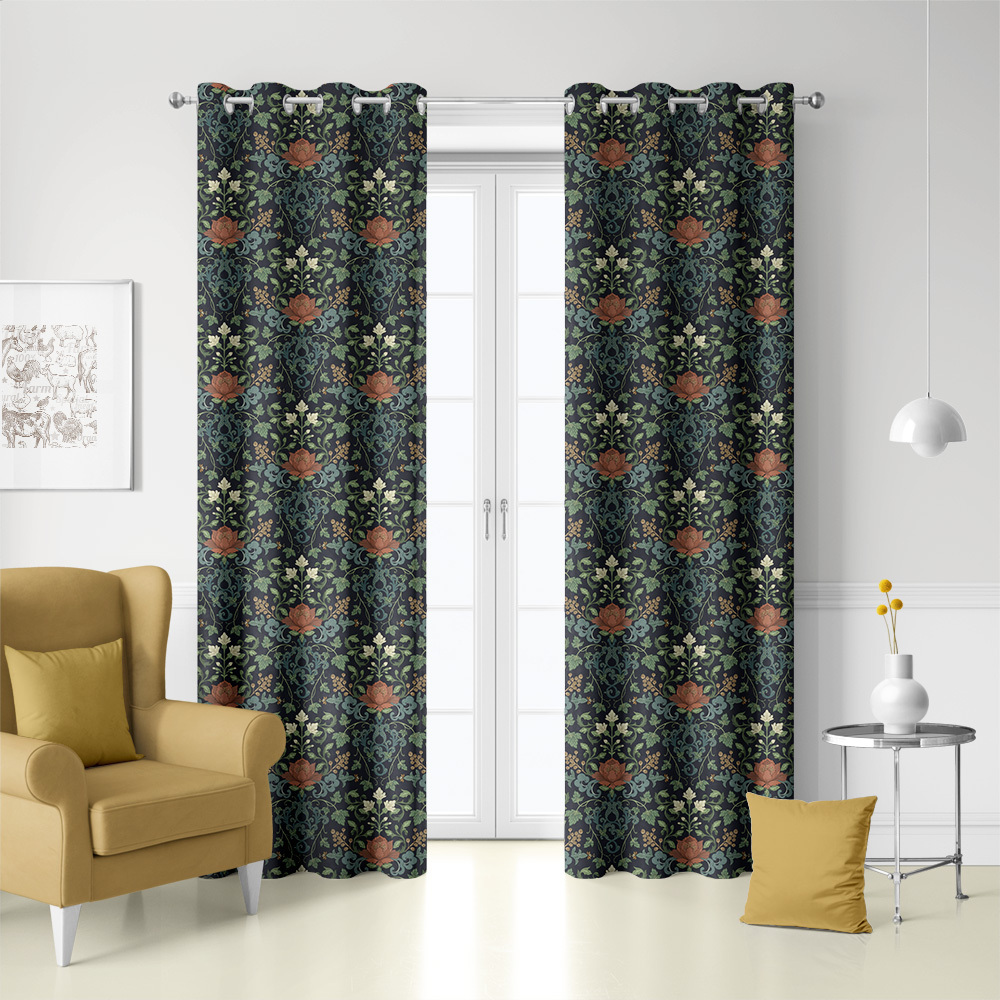 Curtain – William Morris Inspired Vintage Botanical Floral Plant