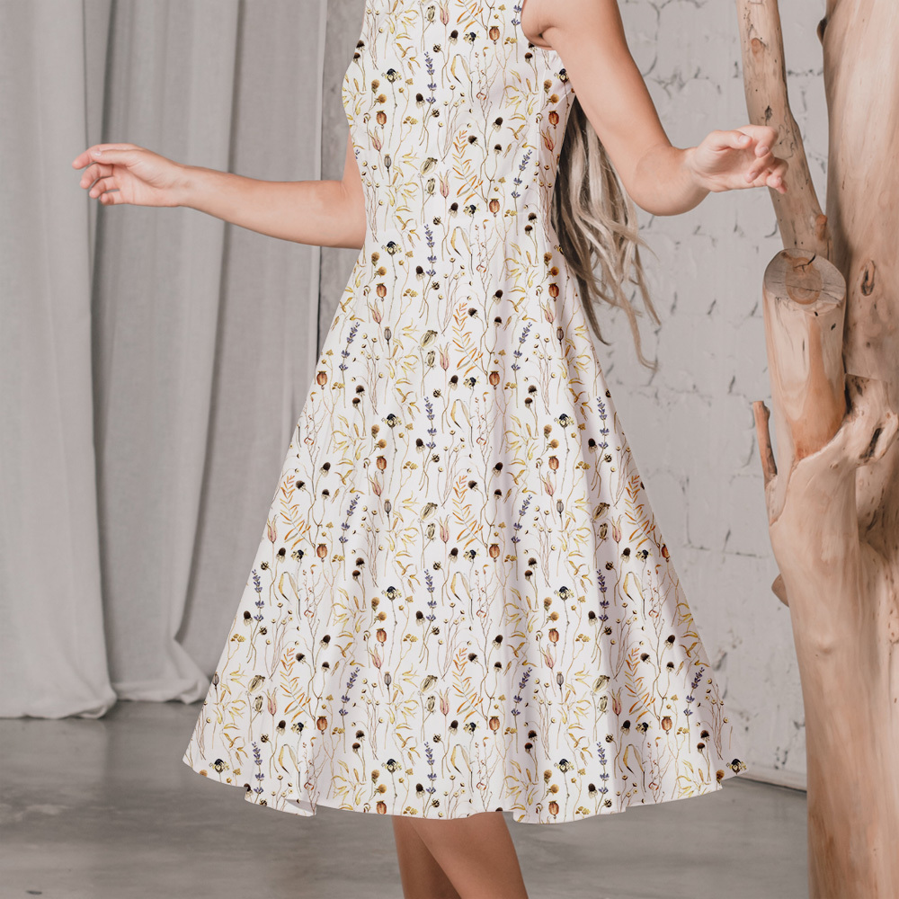 Seamless Wild Floral Pattern With Different Branches Leaves And Flowers - Custom Print Fabrics