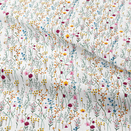 Liberty Floral with Beautiful Wild Flowers Seamless Pattern On White Color Background – Custom Print Fabrics