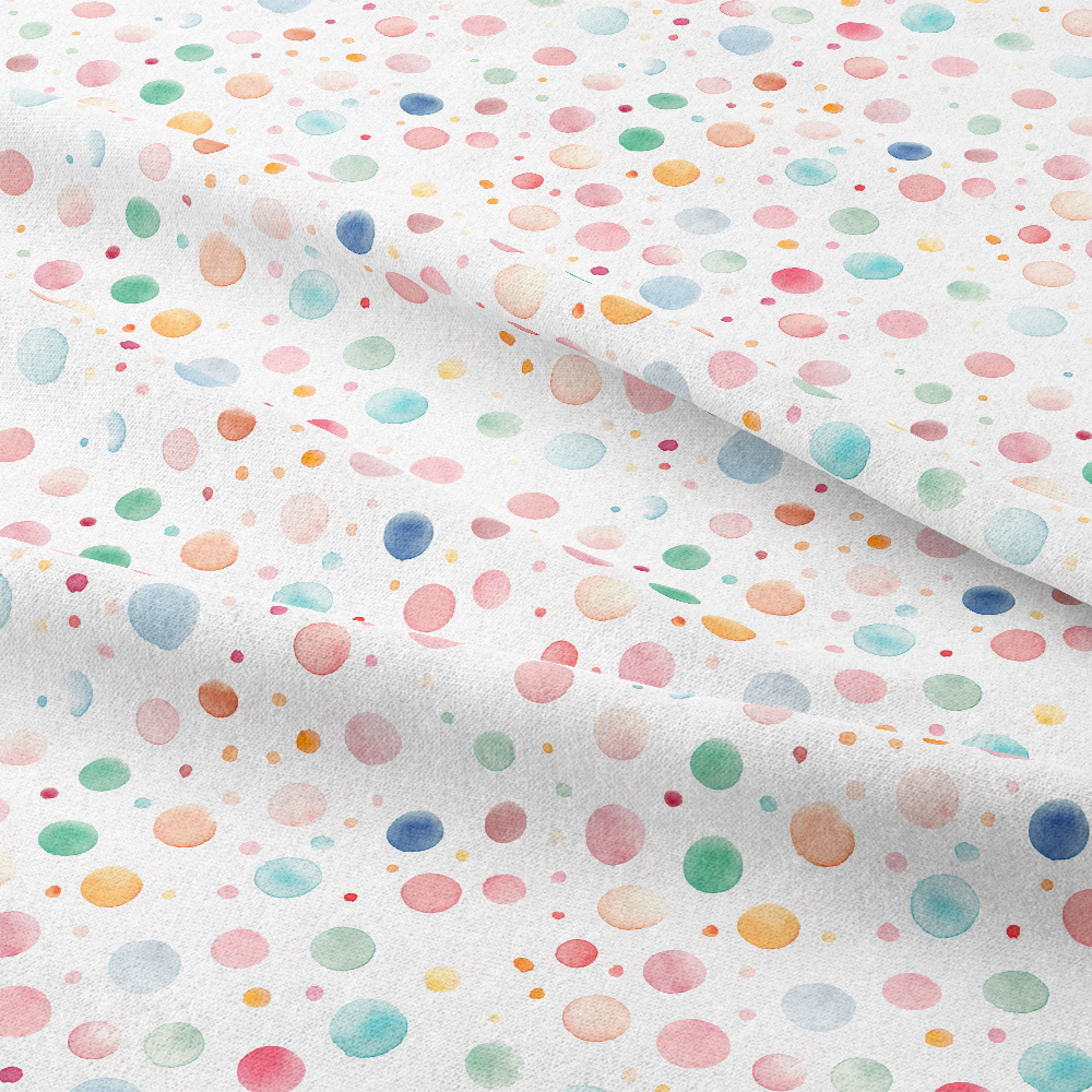 Seamless Hand - Painted Watercolor Polka Dots Pattern In a Variety Of Soft Colors - Custom Print Fabrics