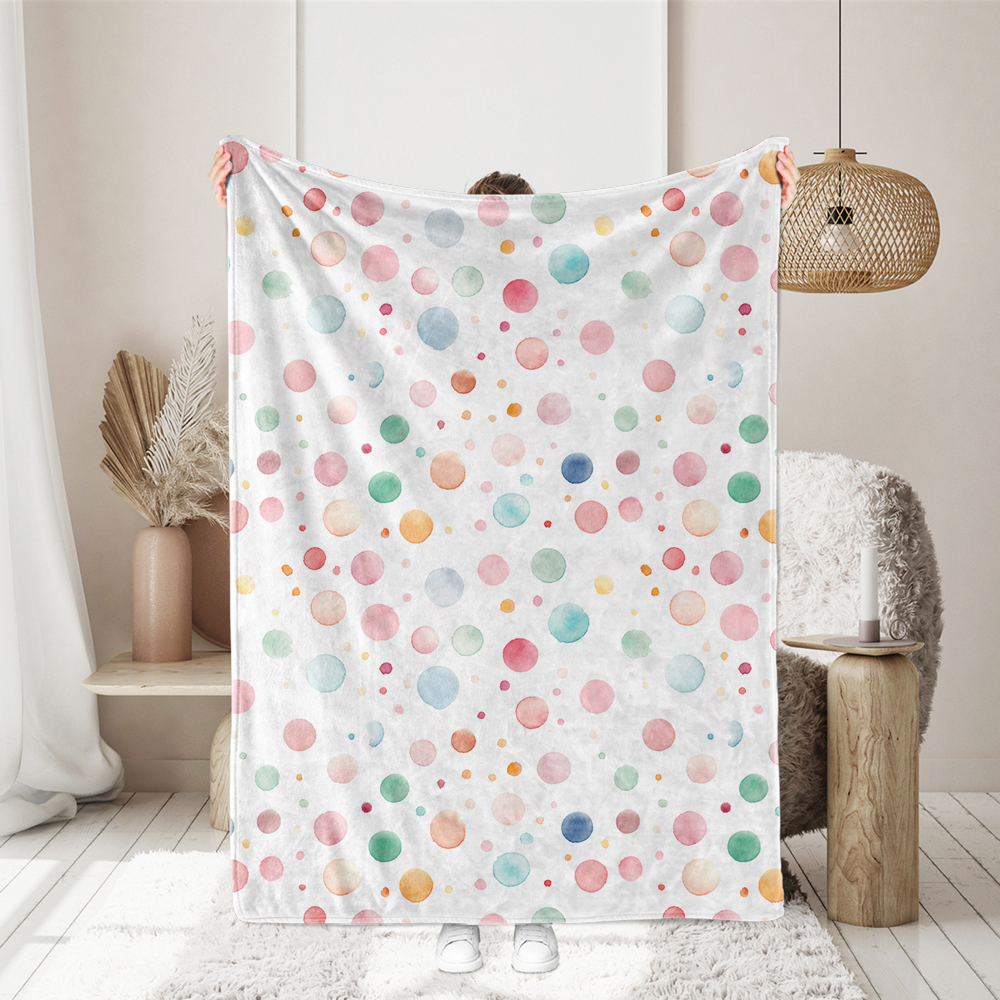 Seamless Hand - Painted Watercolor Polka Dots Pattern In a Variety Of Soft Colors - Custom Print Fabrics