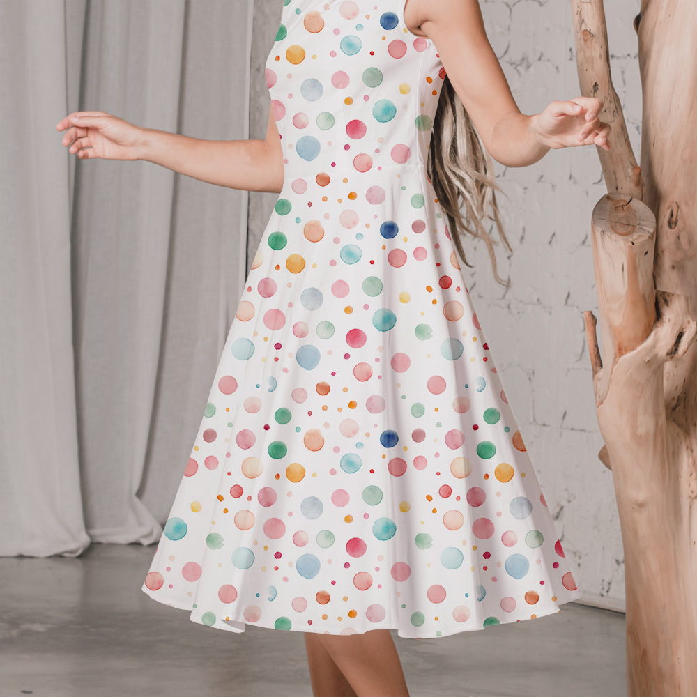 Seamless Hand - Painted Watercolor Polka Dots Pattern In a Variety Of Soft Colors - Custom Print Fabrics