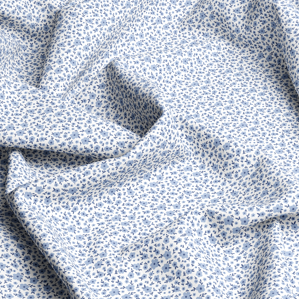 Small Blue Flowers Tiny Meadow Wildflower Liberty Ditsy Floral Seamless Pattern - Custom Print Fabrics