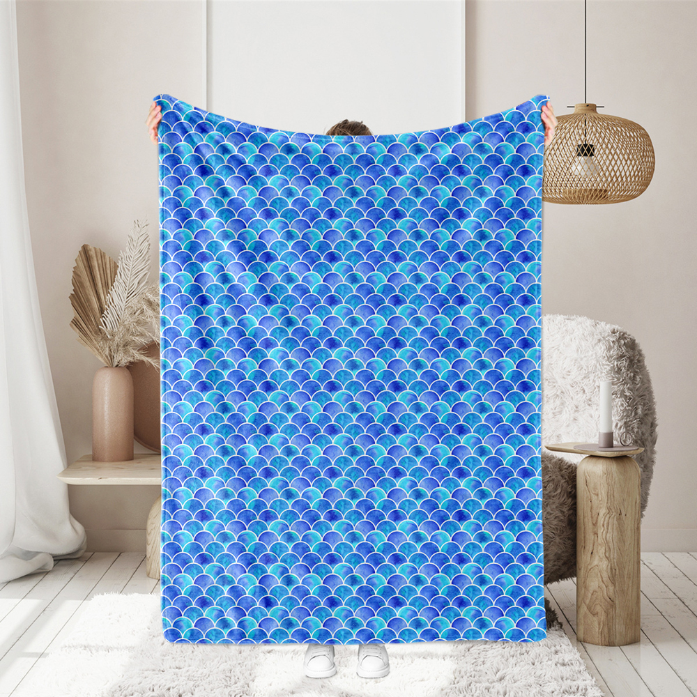 Mermaid Scales Blue Gradient Seamless Pattern - Custom Print Fabrics