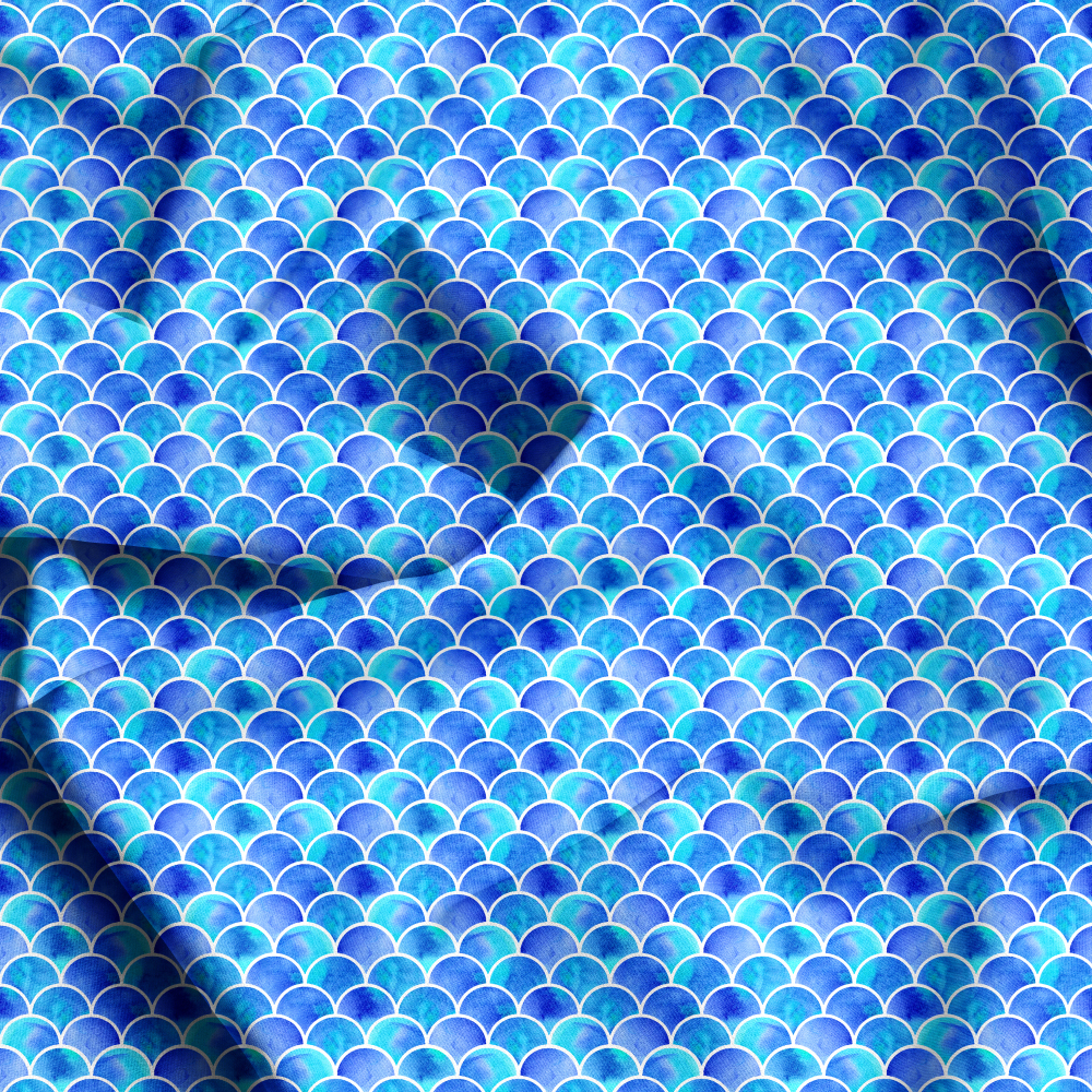 Mermaid Scales Blue Gradient Seamless Pattern - Custom Print Fabrics