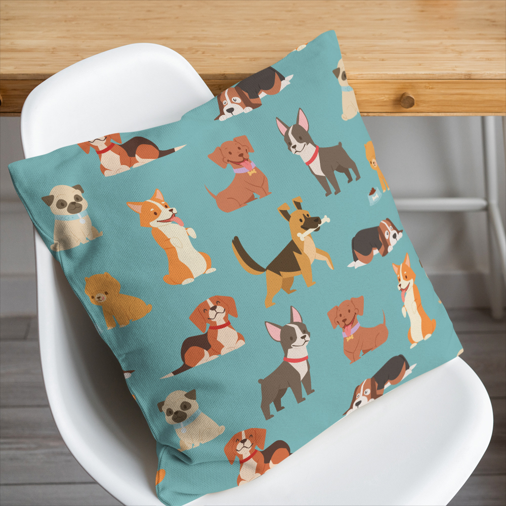 Throw Pillow – Cartoon Pets Dogs & Puppies Pattern