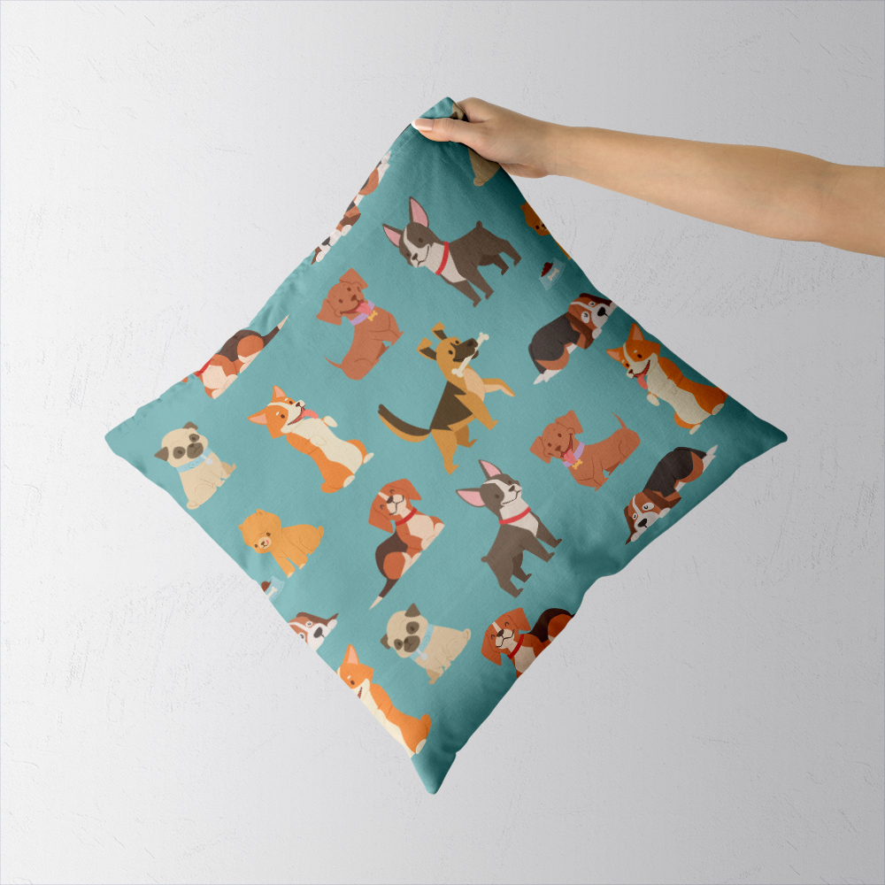 Throw Pillow – Cartoon Pets Dogs & Puppies Pattern
