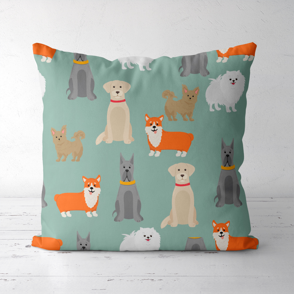 Throw Pillow –  Cute Cartoon Puppy Pattern