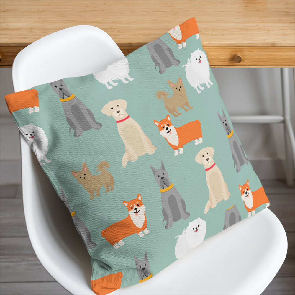 Throw Pillow –  Cute Cartoon Puppy Pattern