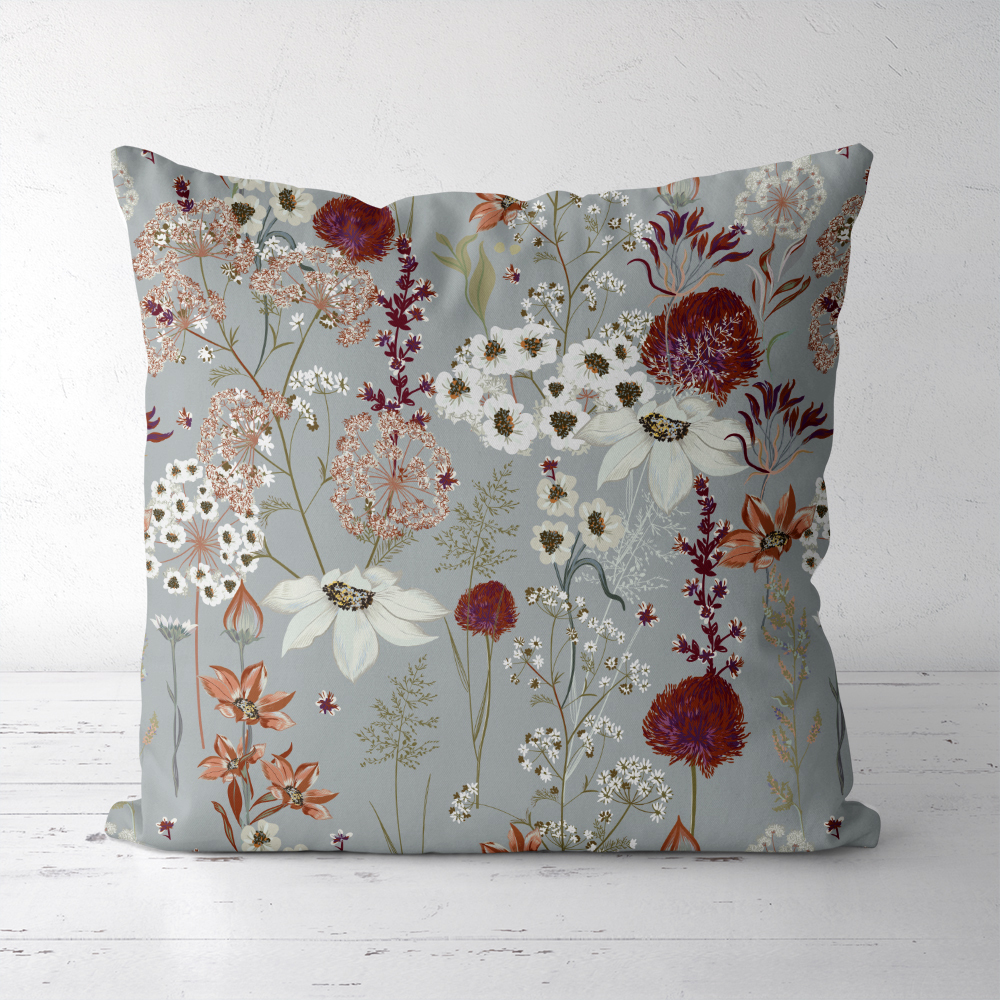 Throw Pillow – Blooming Midsummer Meadow Flowers
