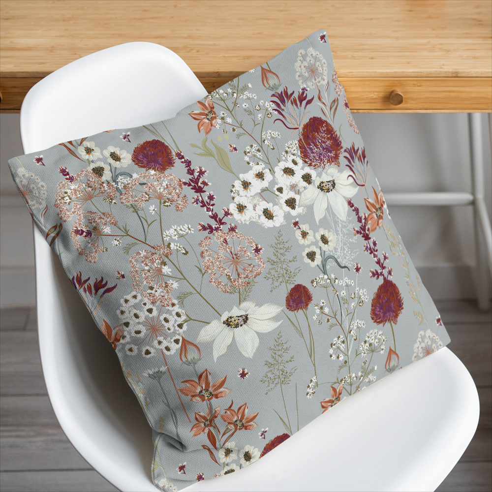 Throw Pillow – Blooming Midsummer Meadow Flowers