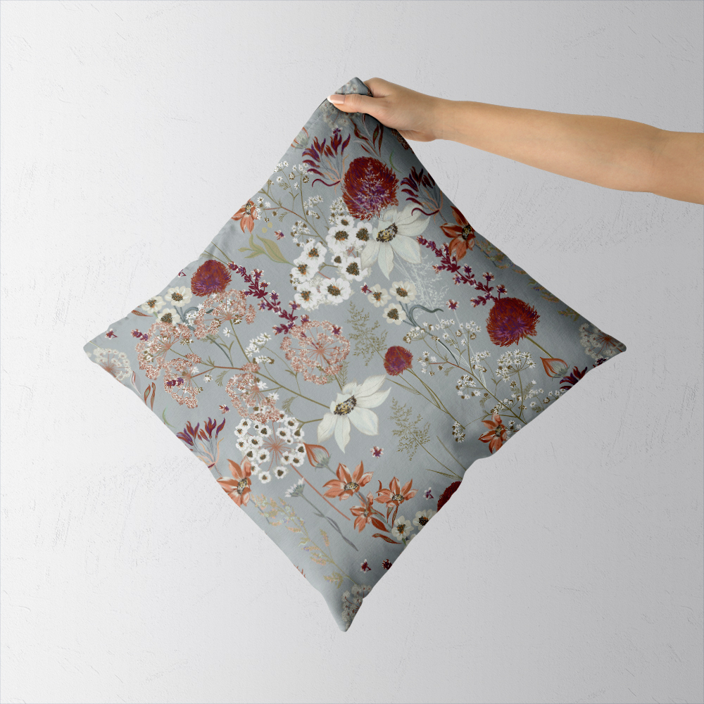 Throw Pillow – Blooming Midsummer Meadow Flowers