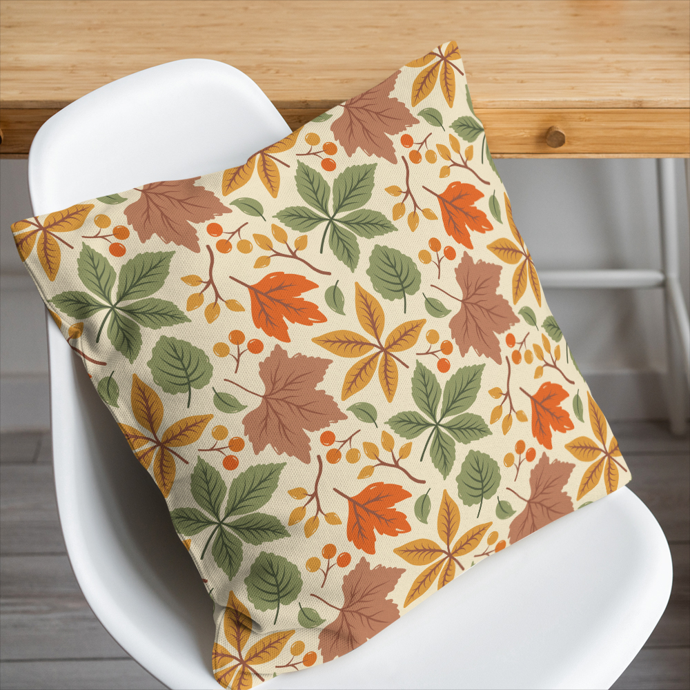 Throw Pillow – Colorful Autumn Leaves & Berry Thanksgiving