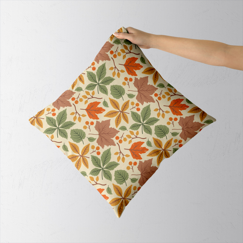 Throw Pillow – Colorful Autumn Leaves & Berry Thanksgiving