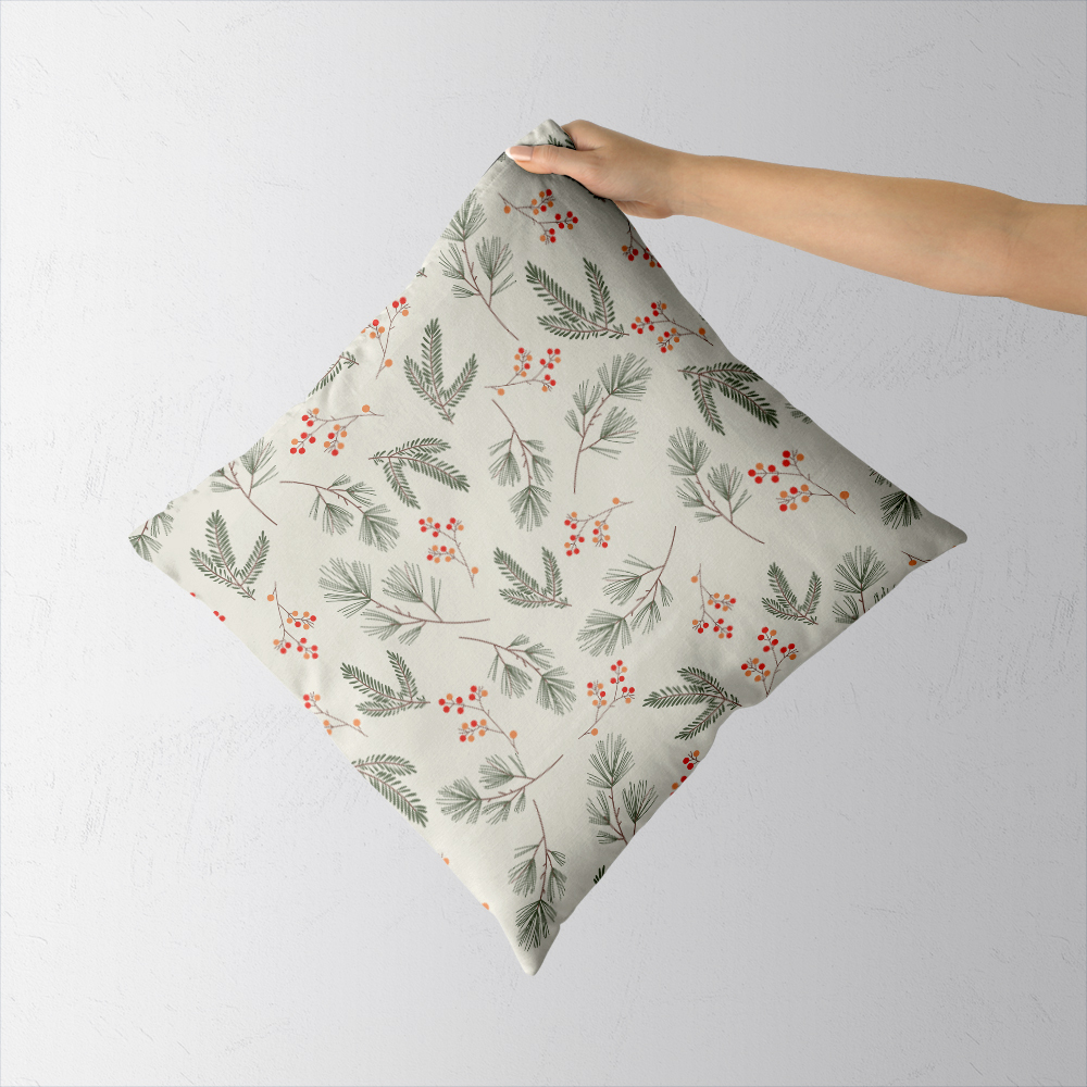Throw Pillow – Hygge Fir Branches & Berries